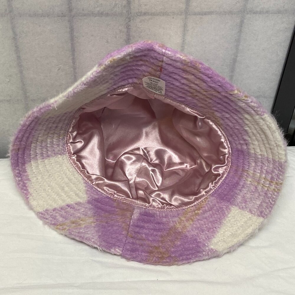 Cat & Jack Kid's Satin Lined Buffalo Plaid Fuzzy Wool Blend Bucket Hat NWT - Picture 6 of 9